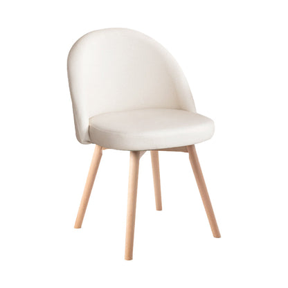 Scandinavian Home Side Chair Parsons Back Wood Upholstered Dining Room Chair Off-White Fabric 1 Piece Clearhalo ' kitchen&dining_furn' 'Dining Chairs' 'Dining Tables & Seating' 'dining_chair' 'furn' 'furn_dining_chair' 'Furniture' 'furniture_dining_chair' 'Kitchen & Dining Furniture' 'kitchen' 3575494