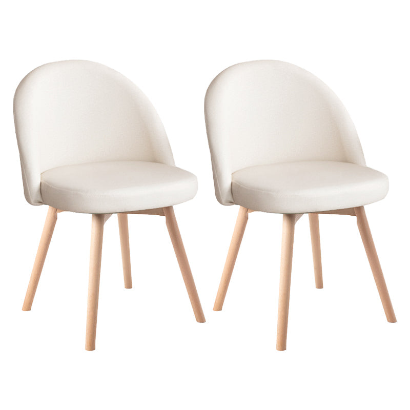 Scandinavian Home Side Chair Parsons Back Wood Upholstered Dining Room Chair Off-White Fabric 2 Piece Set Clearhalo ' kitchen&dining_furn' 'Dining Chairs' 'Dining Tables & Seating' 'dining_chair' 'furn' 'furn_dining_chair' 'Furniture' 'furniture_dining_chair' 'Kitchen & Dining Furniture' 'kitchen' 3575495
