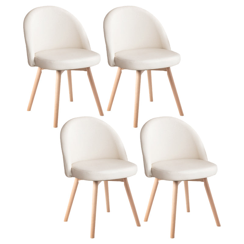 Scandinavian Home Side Chair Parsons Back Wood Upholstered Dining Room Chair Off-White Fabric 4 Piece Set Clearhalo ' kitchen&dining_furn' 'Dining Chairs' 'Dining Tables & Seating' 'dining_chair' 'furn' 'furn_dining_chair' 'Furniture' 'furniture_dining_chair' 'Kitchen & Dining Furniture' 'kitchen' 3575496