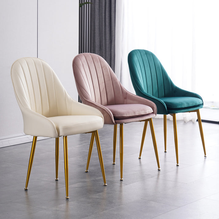 Dining Room Side Chair Glam Style Parsons Armless Chair with Golden Legs Clearhalo ' kitchen&dining_furn' 'Dining Chairs' 'Dining Tables & Seating' 'dining_chair' 'furn' 'furn_dining_chair' 'Furniture' 'furniture_dining_chair' 'Kitchen & Dining Furniture' 'kitchen' 3575500