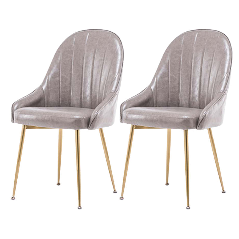 Dining Room Side Chair Glam Style Parsons Armless Chair with Golden Legs Grey 2 Piece Set Clearhalo ' kitchen&dining_furn' 'Dining Chairs' 'Dining Tables & Seating' 'dining_chair' 'furn' 'furn_dining_chair' 'Furniture' 'furniture_dining_chair' 'Kitchen & Dining Furniture' 'kitchen' 3575501