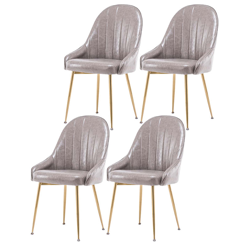 Dining Room Side Chair Glam Style Parsons Armless Chair with Golden Legs Grey 4 Piece Set Clearhalo ' kitchen&dining_furn' 'Dining Chairs' 'Dining Tables & Seating' 'dining_chair' 'furn' 'furn_dining_chair' 'Furniture' 'furniture_dining_chair' 'Kitchen & Dining Furniture' 'kitchen' 3575502