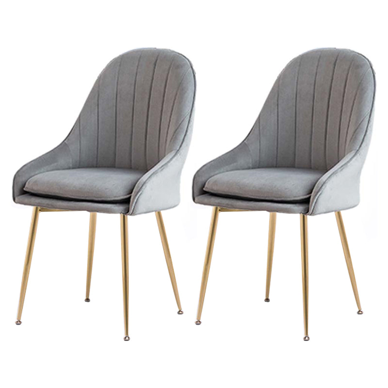 Dining Room Side Chair Glam Style Parsons Armless Chair with Golden Legs Dark Gray 2 Piece Set Clearhalo ' kitchen&dining_furn' 'Dining Chairs' 'Dining Tables & Seating' 'dining_chair' 'furn' 'furn_dining_chair' 'Furniture' 'furniture_dining_chair' 'Kitchen & Dining Furniture' 'kitchen' 3575507