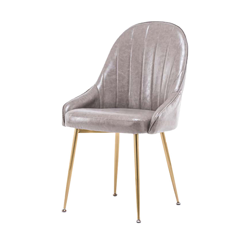 Dining Room Side Chair Glam Style Parsons Armless Chair with Golden Legs Grey 1 Piece Clearhalo ' kitchen&dining_furn' 'Dining Chairs' 'Dining Tables & Seating' 'dining_chair' 'furn' 'furn_dining_chair' 'Furniture' 'furniture_dining_chair' 'Kitchen & Dining Furniture' 'kitchen' 3575508