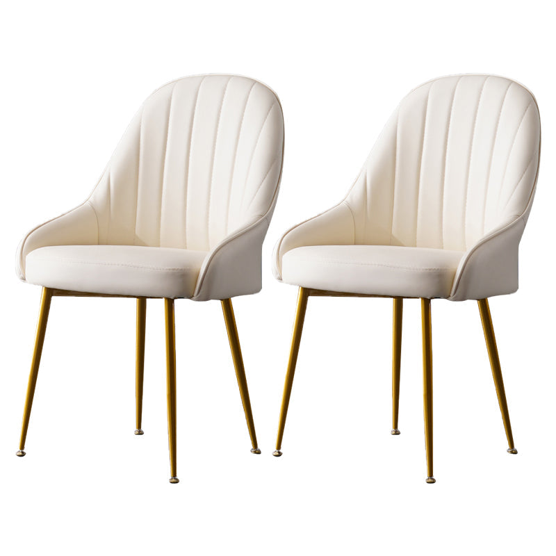 Dining Room Side Chair Glam Style Parsons Armless Chair with Golden Legs White 2 Piece Set Clearhalo ' kitchen&dining_furn' 'Dining Chairs' 'Dining Tables & Seating' 'dining_chair' 'furn' 'furn_dining_chair' 'Furniture' 'furniture_dining_chair' 'Kitchen & Dining Furniture' 'kitchen' 3575512