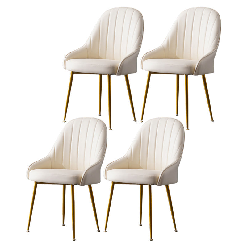 Dining Room Side Chair Glam Style Parsons Armless Chair with Golden Legs White 4 Piece Set Clearhalo ' kitchen&dining_furn' 'Dining Chairs' 'Dining Tables & Seating' 'dining_chair' 'furn' 'furn_dining_chair' 'Furniture' 'furniture_dining_chair' 'Kitchen & Dining Furniture' 'kitchen' 3575515