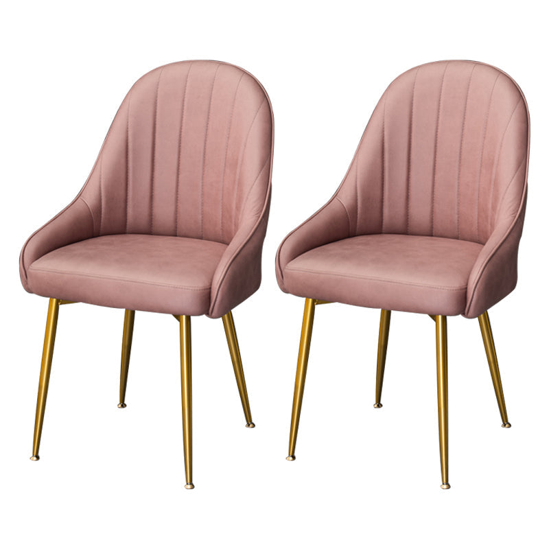 Dining Room Side Chair Glam Style Parsons Armless Chair with Golden Legs Pink 2 Piece Set Clearhalo ' kitchen&dining_furn' 'Dining Chairs' 'Dining Tables & Seating' 'dining_chair' 'furn' 'furn_dining_chair' 'Furniture' 'furniture_dining_chair' 'Kitchen & Dining Furniture' 'kitchen' 3575518