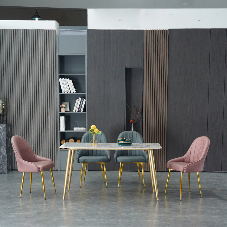 Dining Room Side Chair Glam Style Parsons Armless Chair with Golden Legs Clearhalo ' kitchen&dining_furn' 'Dining Chairs' 'Dining Tables & Seating' 'dining_chair' 'furn' 'furn_dining_chair' 'Furniture' 'furniture_dining_chair' 'Kitchen & Dining Furniture' 'kitchen' 3575521