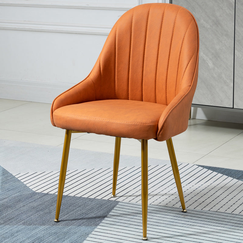 Dining Room Side Chair Glam Style Parsons Armless Chair with Golden Legs Orange 1 Piece Clearhalo ' kitchen&dining_furn' 'Dining Chairs' 'Dining Tables & Seating' 'dining_chair' 'furn' 'furn_dining_chair' 'Furniture' 'furniture_dining_chair' 'Kitchen & Dining Furniture' 'kitchen' 3575522