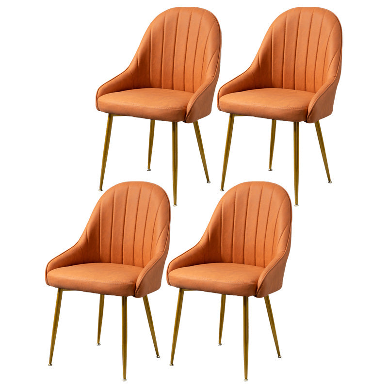 Dining Room Side Chair Glam Style Parsons Armless Chair with Golden Legs Orange 4 Piece Set Clearhalo ' kitchen&dining_furn' 'Dining Chairs' 'Dining Tables & Seating' 'dining_chair' 'furn' 'furn_dining_chair' 'Furniture' 'furniture_dining_chair' 'Kitchen & Dining Furniture' 'kitchen' 3575526