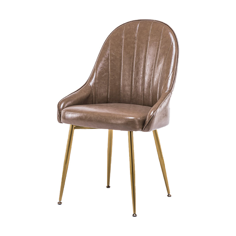 Dining Room Side Chair Glam Style Parsons Armless Chair with Golden Legs Coffee 1 Piece Clearhalo ' kitchen&dining_furn' 'Dining Chairs' 'Dining Tables & Seating' 'dining_chair' 'furn' 'furn_dining_chair' 'Furniture' 'furniture_dining_chair' 'Kitchen & Dining Furniture' 'kitchen' 3575532