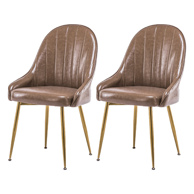 Dining Room Side Chair Glam Style Parsons Armless Chair with Golden Legs Coffee 2 Piece Set Clearhalo ' kitchen&dining_furn' 'Dining Chairs' 'Dining Tables & Seating' 'dining_chair' 'furn' 'furn_dining_chair' 'Furniture' 'furniture_dining_chair' 'Kitchen & Dining Furniture' 'kitchen' 3575533