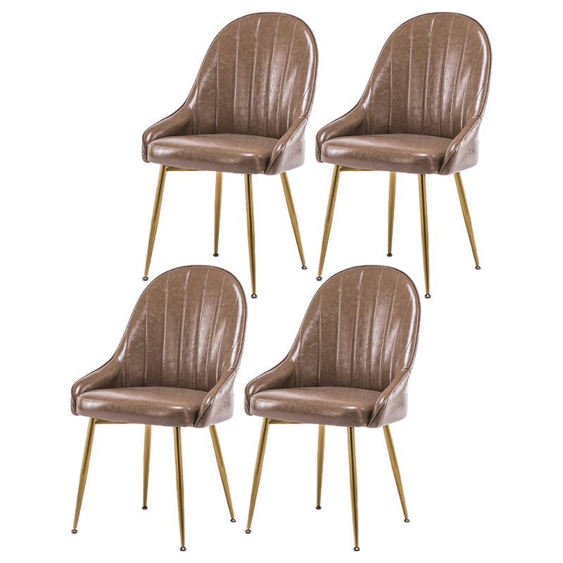 Dining Room Side Chair Glam Style Parsons Armless Chair with Golden Legs Coffee 4 Piece Set Clearhalo ' kitchen&dining_furn' 'Dining Chairs' 'Dining Tables & Seating' 'dining_chair' 'furn' 'furn_dining_chair' 'Furniture' 'furniture_dining_chair' 'Kitchen & Dining Furniture' 'kitchen' 3575534