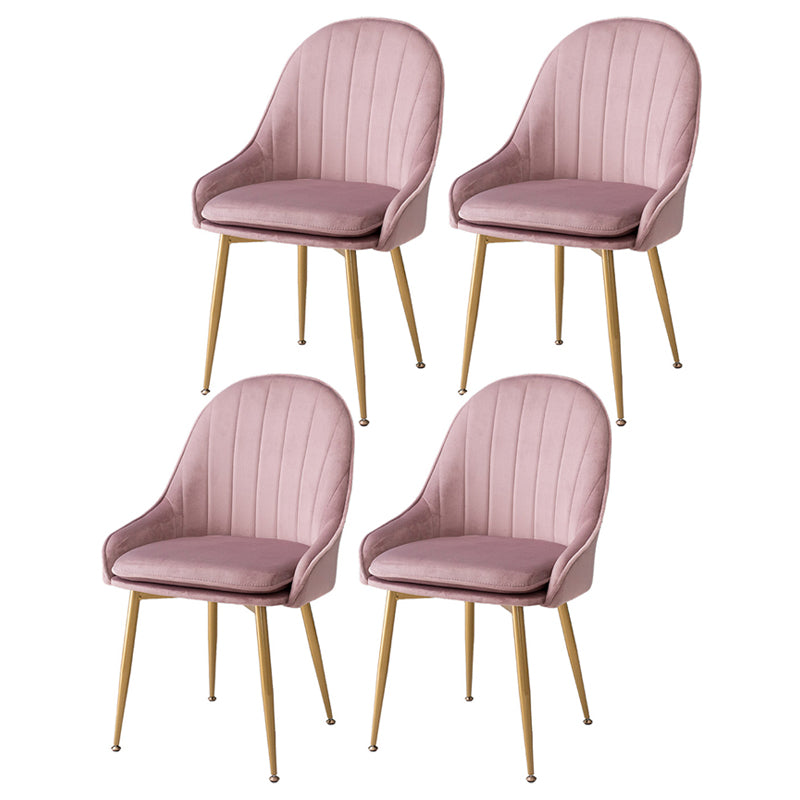 Dining Room Side Chair Glam Style Parsons Armless Chair with Golden Legs Cameo Brown 4 Piece Set Clearhalo ' kitchen&dining_furn' 'Dining Chairs' 'Dining Tables & Seating' 'dining_chair' 'furn' 'furn_dining_chair' 'Furniture' 'furniture_dining_chair' 'Kitchen & Dining Furniture' 'kitchen' 3575537