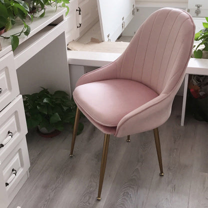 Dining Room Side Chair Glam Style Parsons Armless Chair with Golden Legs Nude Pink 1 Piece Clearhalo ' kitchen&dining_furn' 'Dining Chairs' 'Dining Tables & Seating' 'dining_chair' 'furn' 'furn_dining_chair' 'Furniture' 'furniture_dining_chair' 'Kitchen & Dining Furniture' 'kitchen' 3575538