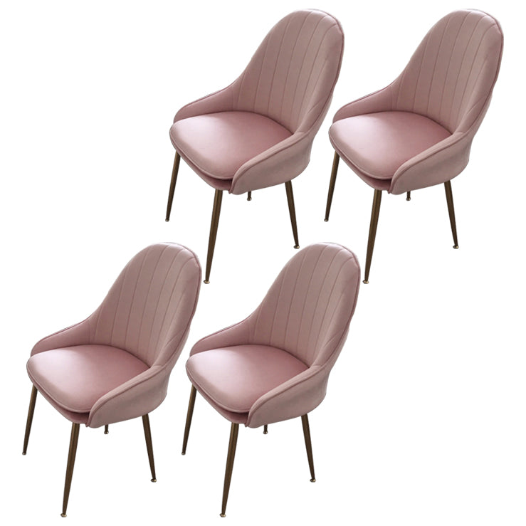 Dining Room Side Chair Glam Style Parsons Armless Chair with Golden Legs Nude Pink 4 Piece Set Clearhalo ' kitchen&dining_furn' 'Dining Chairs' 'Dining Tables & Seating' 'dining_chair' 'furn' 'furn_dining_chair' 'Furniture' 'furniture_dining_chair' 'Kitchen & Dining Furniture' 'kitchen' 3575540