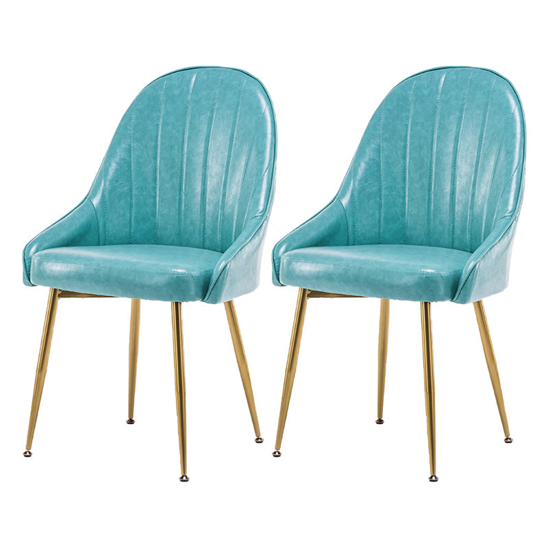 Dining Room Side Chair Glam Style Parsons Armless Chair with Golden Legs Peacock Green 2 Piece Set Clearhalo ' kitchen&dining_furn' 'Dining Chairs' 'Dining Tables & Seating' 'dining_chair' 'furn' 'furn_dining_chair' 'Furniture' 'furniture_dining_chair' 'Kitchen & Dining Furniture' 'kitchen' 3575542