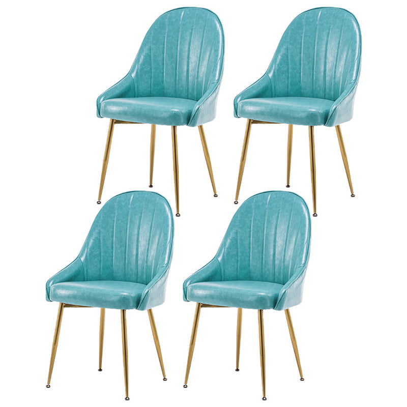 Dining Room Side Chair Glam Style Parsons Armless Chair with Golden Legs Peacock Green 4 Piece Set Clearhalo ' kitchen&dining_furn' 'Dining Chairs' 'Dining Tables & Seating' 'dining_chair' 'furn' 'furn_dining_chair' 'Furniture' 'furniture_dining_chair' 'Kitchen & Dining Furniture' 'kitchen' 3575543