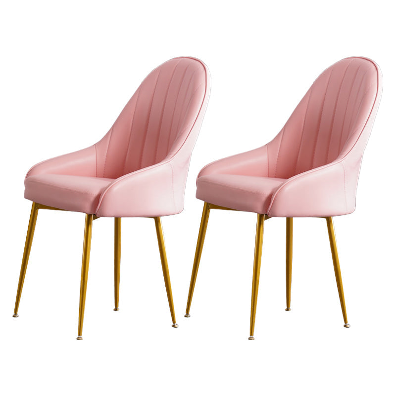 Dining Room Side Chair Glam Style Parsons Armless Chair with Golden Legs Pearl Pink 2 Piece Set Clearhalo ' kitchen&dining_furn' 'Dining Chairs' 'Dining Tables & Seating' 'dining_chair' 'furn' 'furn_dining_chair' 'Furniture' 'furniture_dining_chair' 'Kitchen & Dining Furniture' 'kitchen' 3575545
