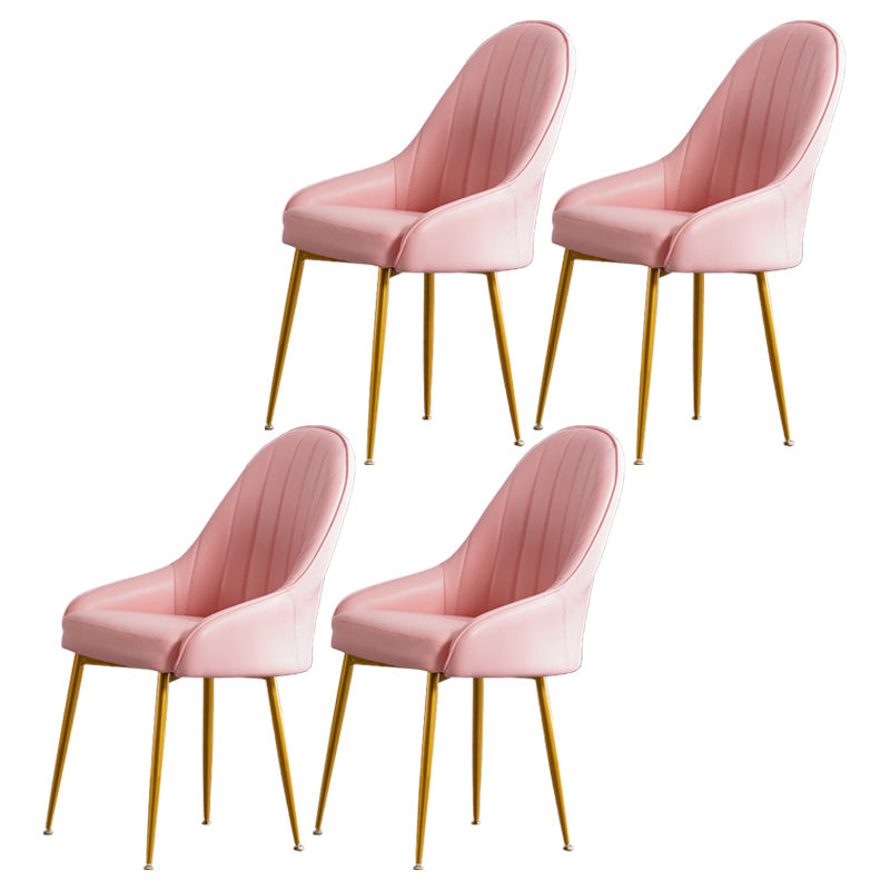 Dining Room Side Chair Glam Style Parsons Armless Chair with Golden Legs Pearl Pink 4 Piece Set Clearhalo ' kitchen&dining_furn' 'Dining Chairs' 'Dining Tables & Seating' 'dining_chair' 'furn' 'furn_dining_chair' 'Furniture' 'furniture_dining_chair' 'Kitchen & Dining Furniture' 'kitchen' 3575546