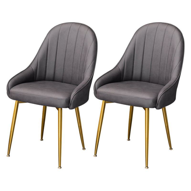 Dining Room Side Chair Glam Style Parsons Armless Chair with Golden Legs Silver Gray 2 Piece Set Clearhalo ' kitchen&dining_furn' 'Dining Chairs' 'Dining Tables & Seating' 'dining_chair' 'furn' 'furn_dining_chair' 'Furniture' 'furniture_dining_chair' 'Kitchen & Dining Furniture' 'kitchen' 3575548