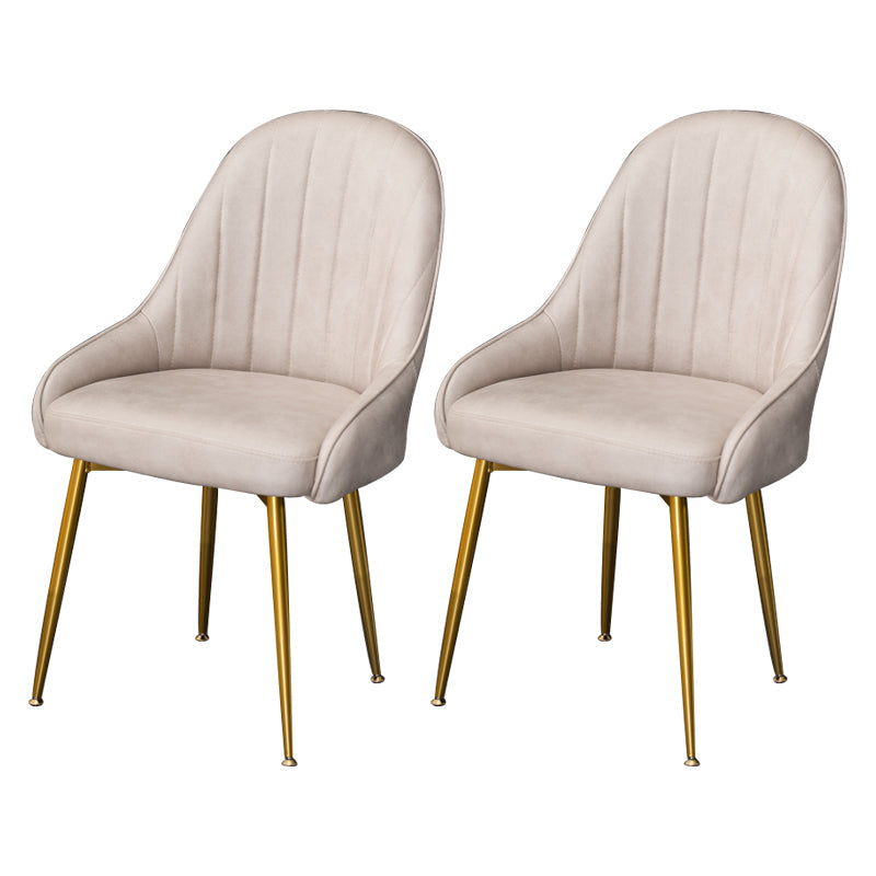 Dining Room Side Chair Glam Style Parsons Armless Chair with Golden Legs Off-White 2 Piece Set Clearhalo ' kitchen&dining_furn' 'Dining Chairs' 'Dining Tables & Seating' 'dining_chair' 'furn' 'furn_dining_chair' 'Furniture' 'furniture_dining_chair' 'Kitchen & Dining Furniture' 'kitchen' 3575551