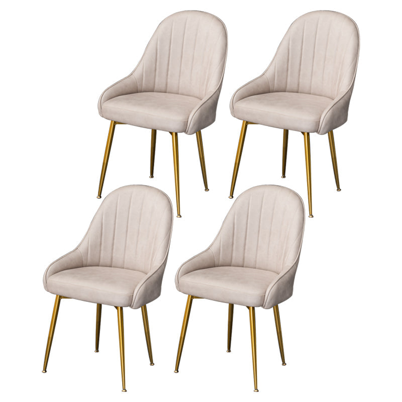 Dining Room Side Chair Glam Style Parsons Armless Chair with Golden Legs Off-White 4 Piece Set Clearhalo ' kitchen&dining_furn' 'Dining Chairs' 'Dining Tables & Seating' 'dining_chair' 'furn' 'furn_dining_chair' 'Furniture' 'furniture_dining_chair' 'Kitchen & Dining Furniture' 'kitchen' 3575552