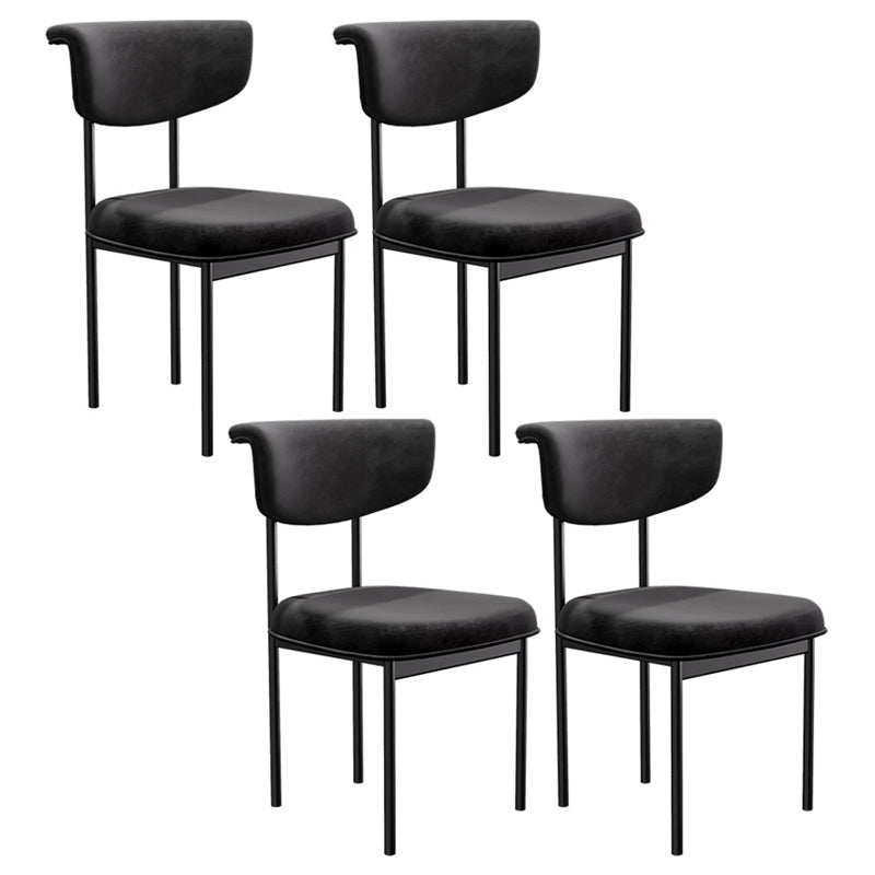 Glam Style Upholstered Side Chair Matte Finish Open Back Dining Chair for Home Use Black 4 Piece Set Clearhalo ' kitchen&dining_furn' 'Dining Chairs' 'Dining Tables & Seating' 'dining_chair' 'furn' 'furn_dining_chair' 'Furniture' 'furniture_dining_chair' 'Kitchen & Dining Furniture' 'kitchen' 3575556