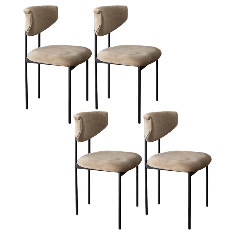 Glam Style Upholstered Side Chair Matte Finish Open Back Dining Chair for Home Use Brown 4 Piece Set Clearhalo ' kitchen&dining_furn' 'Dining Chairs' 'Dining Tables & Seating' 'dining_chair' 'furn' 'furn_dining_chair' 'Furniture' 'furniture_dining_chair' 'Kitchen & Dining Furniture' 'kitchen' 3575561