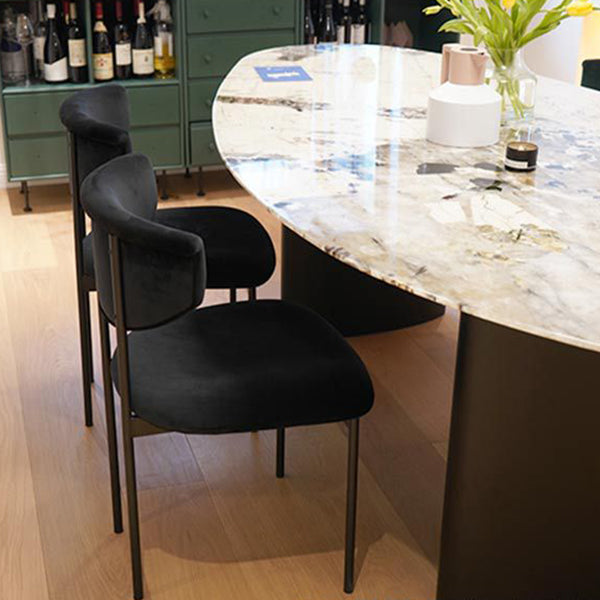 Glam Style Upholstered Side Chair Matte Finish Open Back Dining Chair for Home Use Clearhalo ' kitchen&dining_furn' 'Dining Chairs' 'Dining Tables & Seating' 'dining_chair' 'furn' 'furn_dining_chair' 'Furniture' 'furniture_dining_chair' 'Kitchen & Dining Furniture' 'kitchen' 3575567