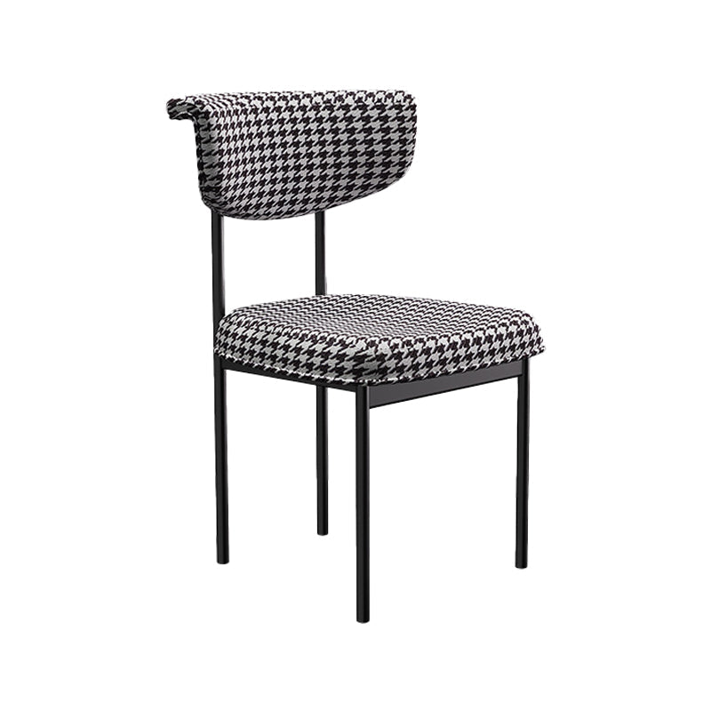 Glam Style Upholstered Side Chair Matte Finish Open Back Dining Chair for Home Use Black-White 1 Piece Clearhalo ' kitchen&dining_furn' 'Dining Chairs' 'Dining Tables & Seating' 'dining_chair' 'furn' 'furn_dining_chair' 'Furniture' 'furniture_dining_chair' 'Kitchen & Dining Furniture' 'kitchen' 3575573