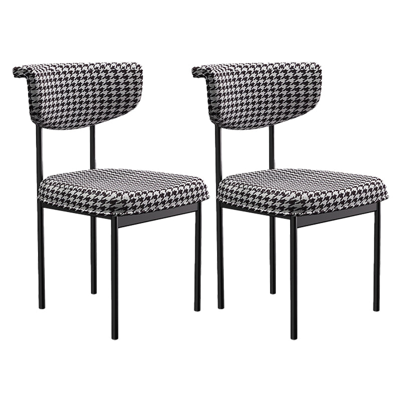 Glam Style Upholstered Side Chair Matte Finish Open Back Dining Chair for Home Use Black-White 2 Piece Set Clearhalo ' kitchen&dining_furn' 'Dining Chairs' 'Dining Tables & Seating' 'dining_chair' 'furn' 'furn_dining_chair' 'Furniture' 'furniture_dining_chair' 'Kitchen & Dining Furniture' 'kitchen' 3575574