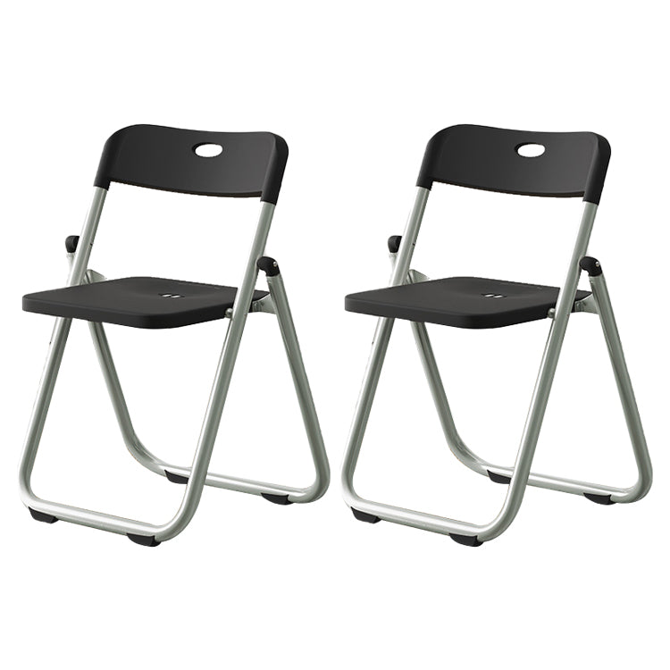 Contemporary Plastic Dining Chair Open Back Chair with 4 Legs for Home Use Black-Silver 2 Piece Set Clearhalo ' kitchen&dining_furn' 'Dining Chairs' 'Dining Tables & Seating' 'dining_chair' 'furn' 'furn_dining_chair' 'Furniture' 'furniture_dining_chair' 'Kitchen & Dining Furniture' 'kitchen' 3575604