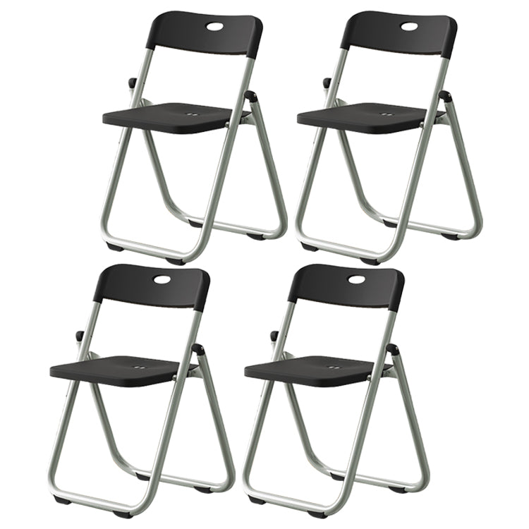 Contemporary Plastic Dining Chair Open Back Chair with 4 Legs for Home Use Black-Silver 4 Piece Set Clearhalo ' kitchen&dining_furn' 'Dining Chairs' 'Dining Tables & Seating' 'dining_chair' 'furn' 'furn_dining_chair' 'Furniture' 'furniture_dining_chair' 'Kitchen & Dining Furniture' 'kitchen' 3575605