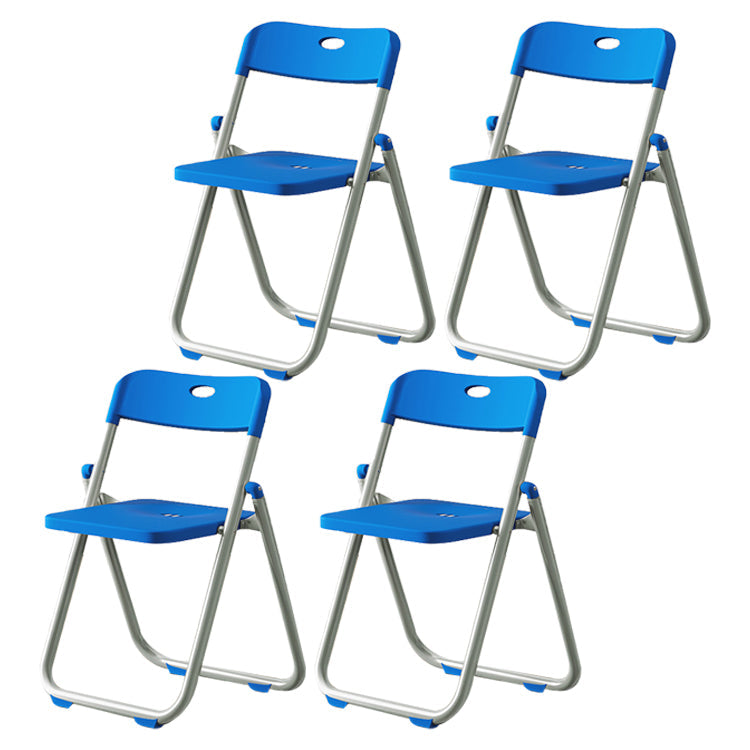 Contemporary Plastic Dining Chair Open Back Chair with 4 Legs for Home Use Blue-Silver 4 Piece Set Clearhalo ' kitchen&dining_furn' 'Dining Chairs' 'Dining Tables & Seating' 'dining_chair' 'furn' 'furn_dining_chair' 'Furniture' 'furniture_dining_chair' 'Kitchen & Dining Furniture' 'kitchen' 3575608