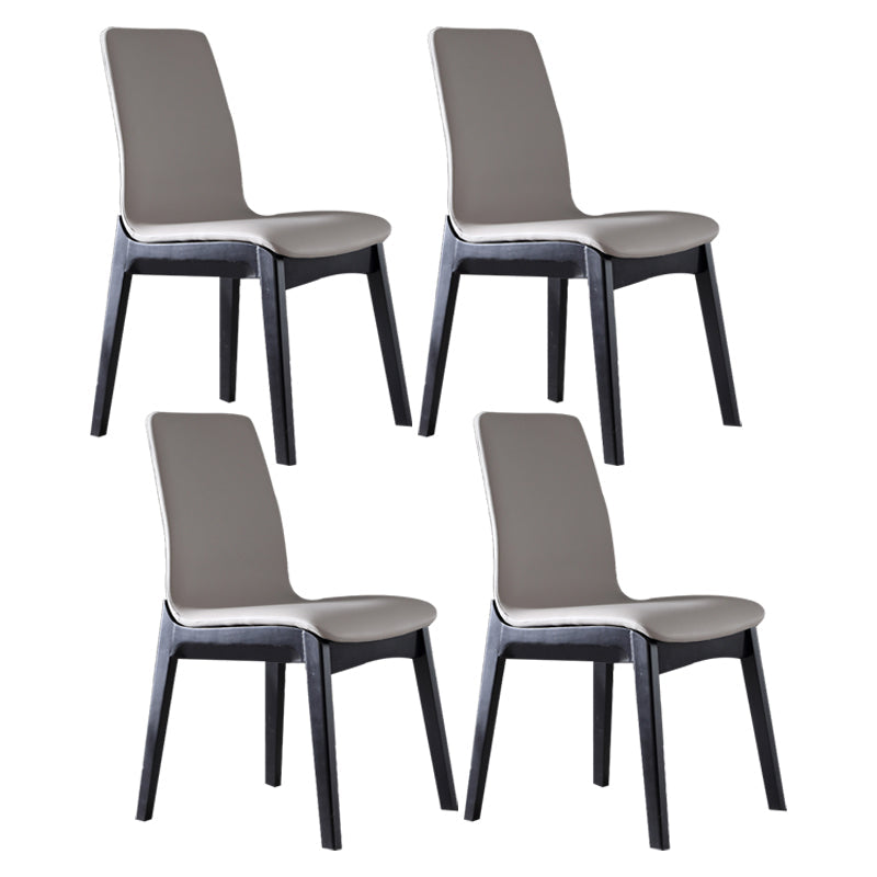Contemporary Home Side Chair Solid Back Upholstered Wood Dining Room Chair Grey 4 Piece Set Clearhalo ' kitchen&dining_furn' 'Dining Chairs' 'Dining Tables & Seating' 'dining_chair' 'furn' 'furn_dining_chair' 'Furniture' 'furniture_dining_chair' 'Kitchen & Dining Furniture' 'kitchen' 3575637