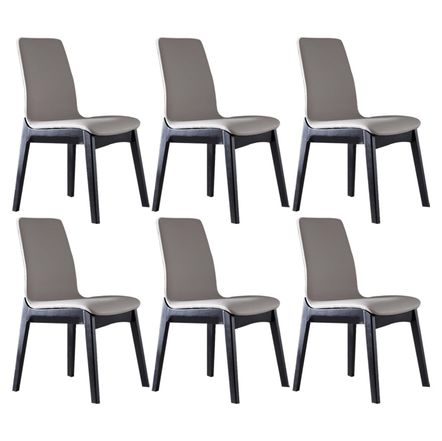 Contemporary Home Side Chair Solid Back Upholstered Wood Dining Room Chair Grey 6 Piece Set Clearhalo ' kitchen&dining_furn' 'Dining Chairs' 'Dining Tables & Seating' 'dining_chair' 'furn' 'furn_dining_chair' 'Furniture' 'furniture_dining_chair' 'Kitchen & Dining Furniture' 'kitchen' 3575638