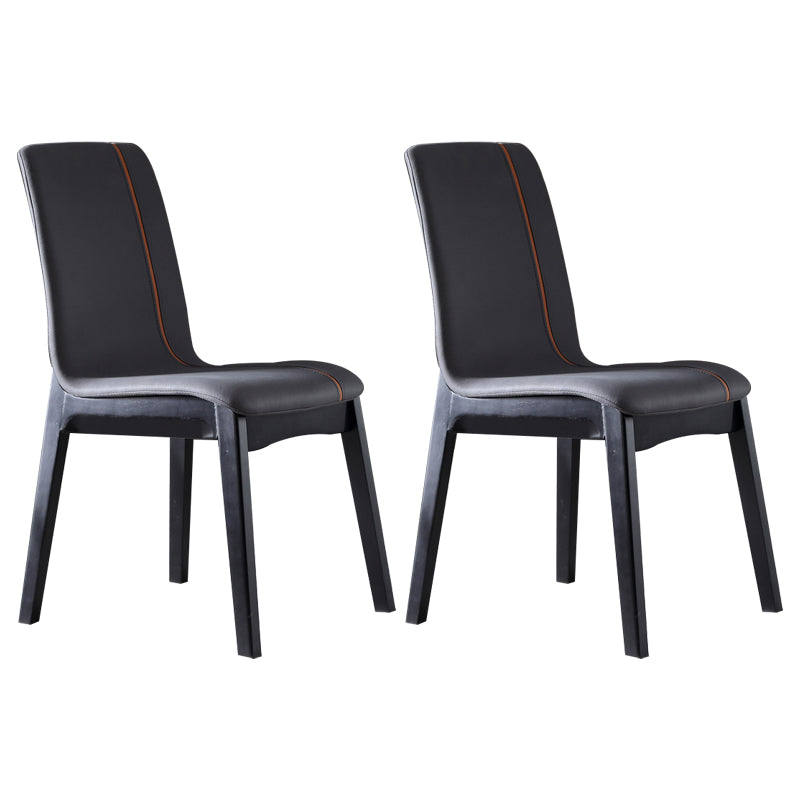Contemporary Home Side Chair Solid Back Upholstered Wood Dining Room Chair Dark Gray 2 Piece Set Clearhalo ' kitchen&dining_furn' 'Dining Chairs' 'Dining Tables & Seating' 'dining_chair' 'furn' 'furn_dining_chair' 'Furniture' 'furniture_dining_chair' 'Kitchen & Dining Furniture' 'kitchen' 3575641