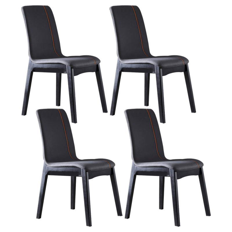 Contemporary Home Side Chair Solid Back Upholstered Wood Dining Room Chair Dark Gray 4 Piece Set Clearhalo ' kitchen&dining_furn' 'Dining Chairs' 'Dining Tables & Seating' 'dining_chair' 'furn' 'furn_dining_chair' 'Furniture' 'furniture_dining_chair' 'Kitchen & Dining Furniture' 'kitchen' 3575643