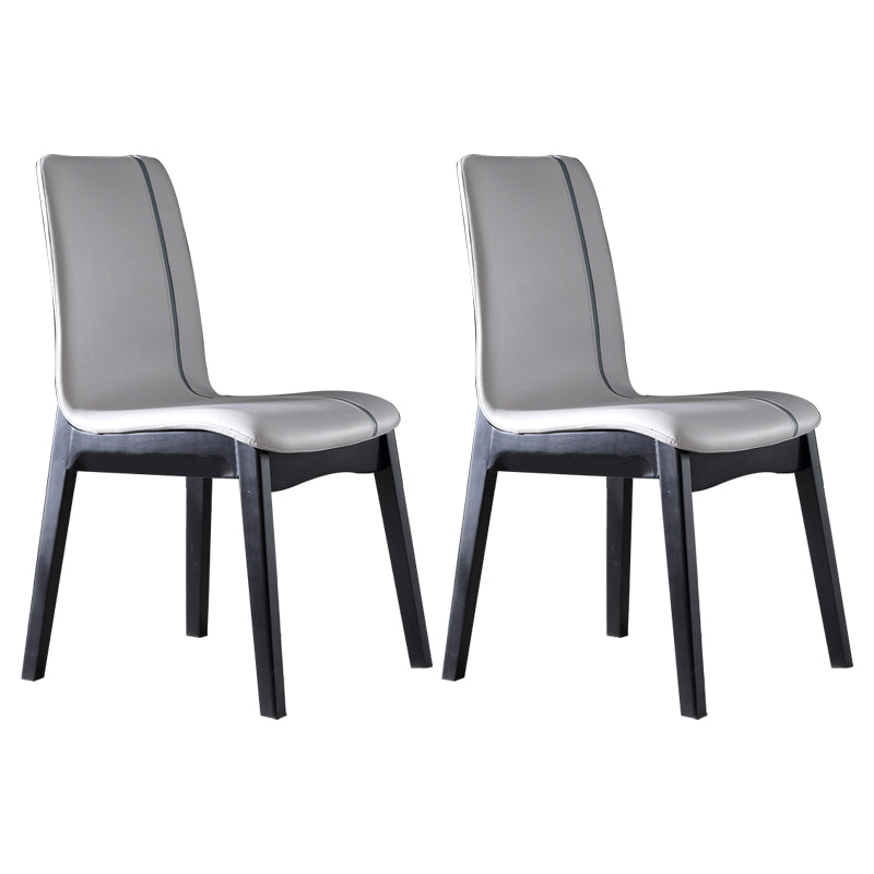 Contemporary Home Side Chair Solid Back Upholstered Wood Dining Room Chair Light Gray 2 Piece Set Clearhalo ' kitchen&dining_furn' 'Dining Chairs' 'Dining Tables & Seating' 'dining_chair' 'furn' 'furn_dining_chair' 'Furniture' 'furniture_dining_chair' 'Kitchen & Dining Furniture' 'kitchen' 3575647