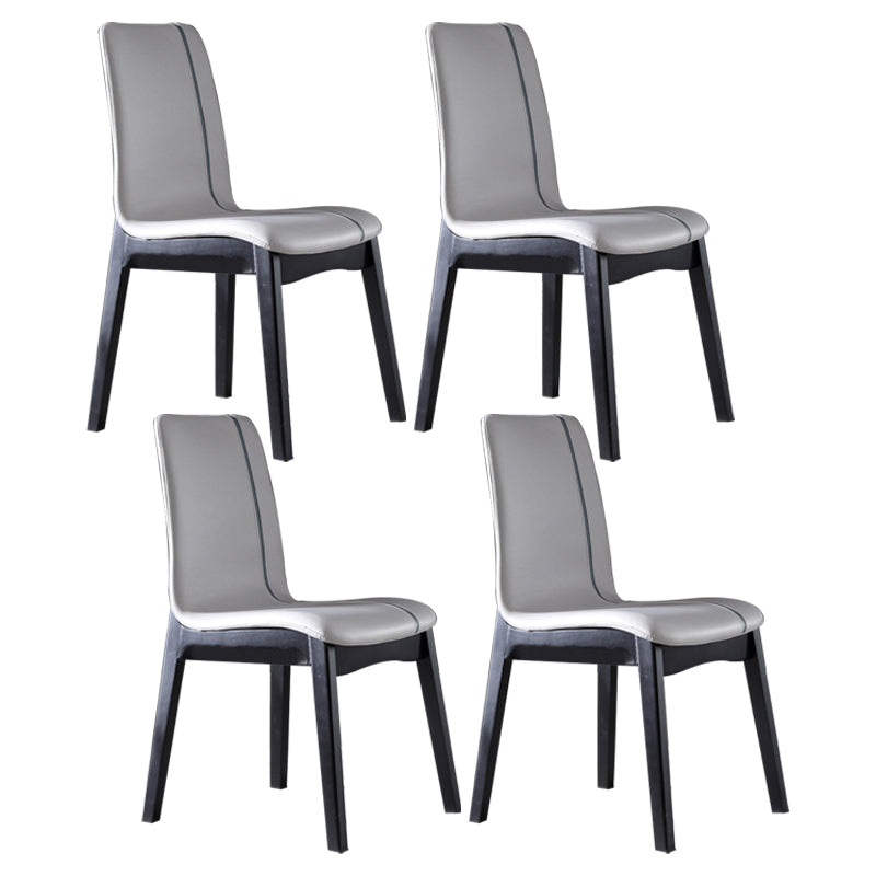 Contemporary Home Side Chair Solid Back Upholstered Wood Dining Room Chair Light Gray 4 Piece Set Clearhalo ' kitchen&dining_furn' 'Dining Chairs' 'Dining Tables & Seating' 'dining_chair' 'furn' 'furn_dining_chair' 'Furniture' 'furniture_dining_chair' 'Kitchen & Dining Furniture' 'kitchen' 3575649