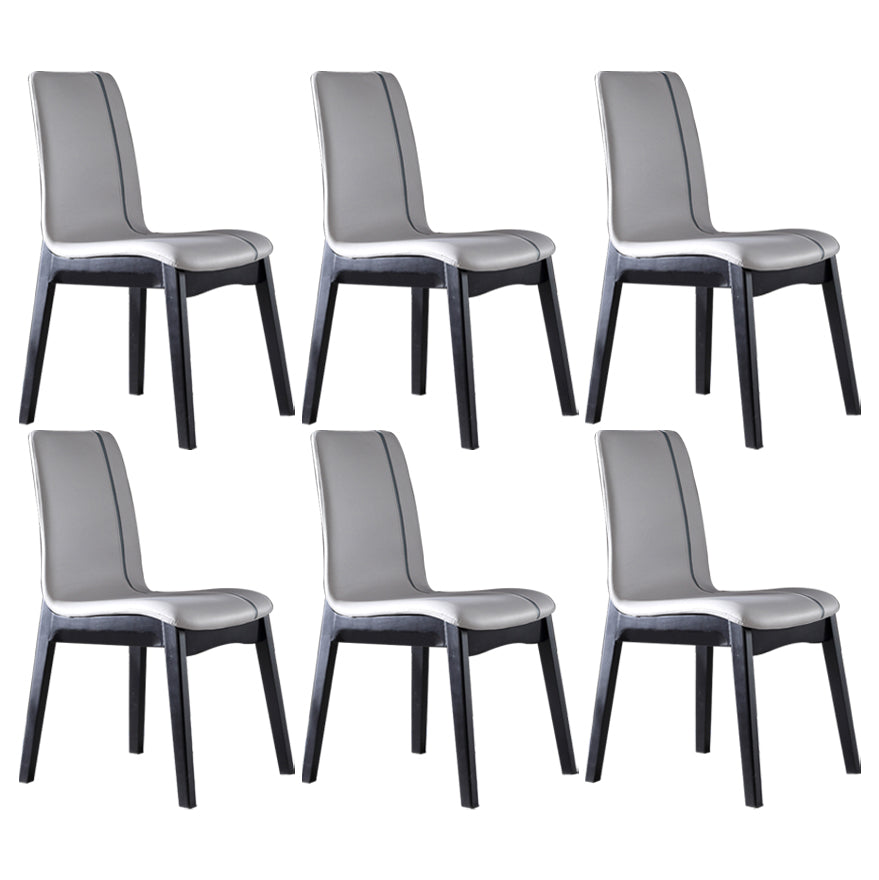 Contemporary Home Side Chair Solid Back Upholstered Wood Dining Room Chair Light Gray 6 Piece Set Clearhalo ' kitchen&dining_furn' 'Dining Chairs' 'Dining Tables & Seating' 'dining_chair' 'furn' 'furn_dining_chair' 'Furniture' 'furniture_dining_chair' 'Kitchen & Dining Furniture' 'kitchen' 3575651