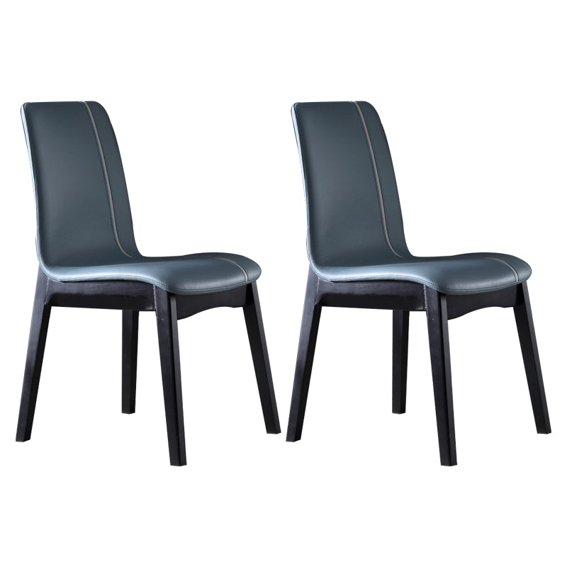 Contemporary Home Side Chair Solid Back Upholstered Wood Dining Room Chair Blue 2 Piece Set Clearhalo ' kitchen&dining_furn' 'Dining Chairs' 'Dining Tables & Seating' 'dining_chair' 'furn' 'furn_dining_chair' 'Furniture' 'furniture_dining_chair' 'Kitchen & Dining Furniture' 'kitchen' 3575657