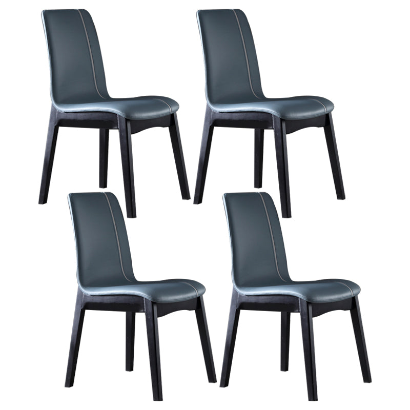 Contemporary Home Side Chair Solid Back Upholstered Wood Dining Room Chair Blue 4 Piece Set Clearhalo ' kitchen&dining_furn' 'Dining Chairs' 'Dining Tables & Seating' 'dining_chair' 'furn' 'furn_dining_chair' 'Furniture' 'furniture_dining_chair' 'Kitchen & Dining Furniture' 'kitchen' 3575658