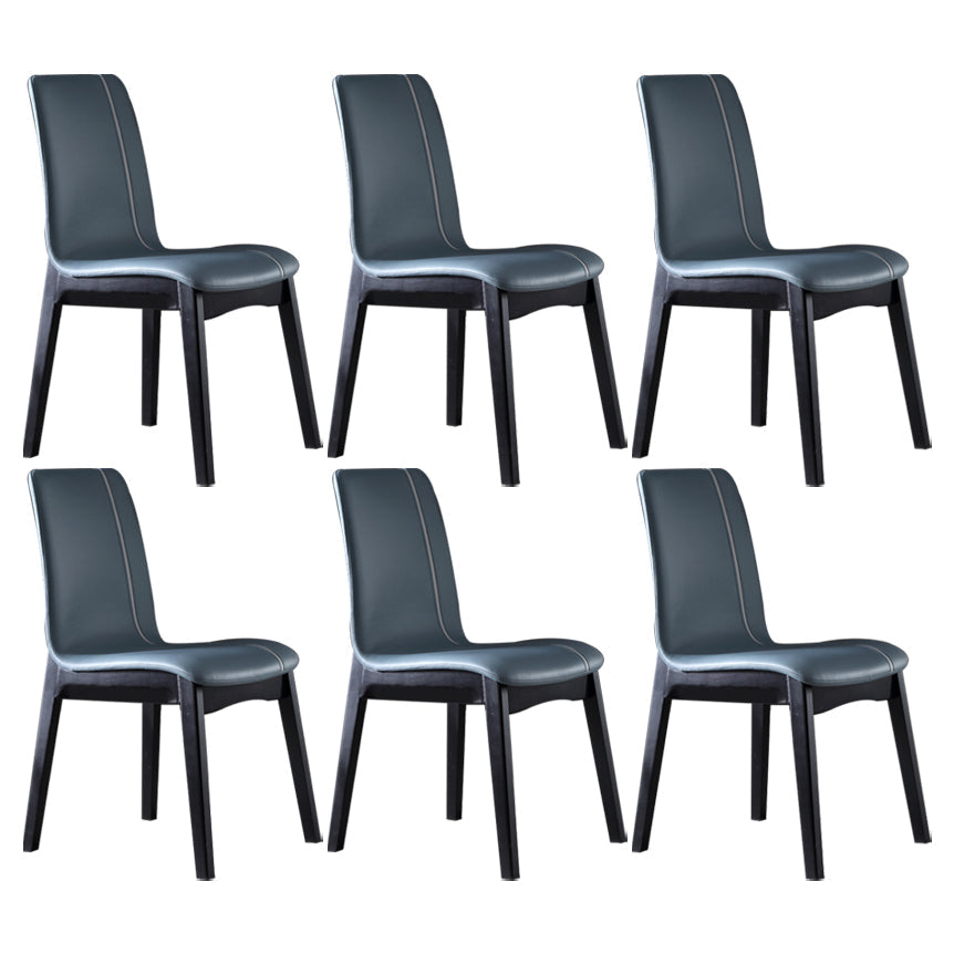 Contemporary Home Side Chair Solid Back Upholstered Wood Dining Room Chair Blue 6 Piece Set Clearhalo ' kitchen&dining_furn' 'Dining Chairs' 'Dining Tables & Seating' 'dining_chair' 'furn' 'furn_dining_chair' 'Furniture' 'furniture_dining_chair' 'Kitchen & Dining Furniture' 'kitchen' 3575659