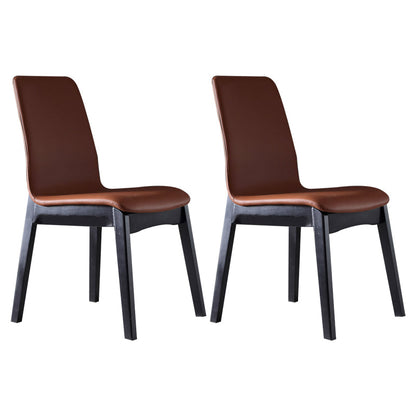 Contemporary Home Side Chair Solid Back Upholstered Wood Dining Room Chair Coffee 2 Piece Set Clearhalo ' kitchen&dining_furn' 'Dining Chairs' 'Dining Tables & Seating' 'dining_chair' 'furn' 'furn_dining_chair' 'Furniture' 'furniture_dining_chair' 'Kitchen & Dining Furniture' 'kitchen' 3575660