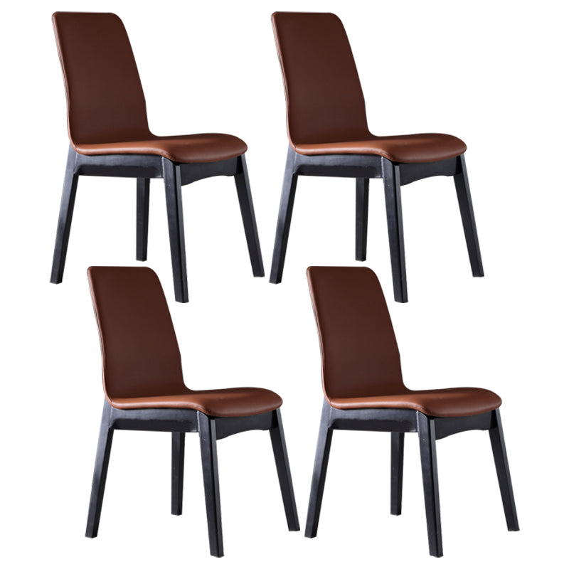 Contemporary Home Side Chair Solid Back Upholstered Wood Dining Room Chair Coffee 4 Piece Set Clearhalo ' kitchen&dining_furn' 'Dining Chairs' 'Dining Tables & Seating' 'dining_chair' 'furn' 'furn_dining_chair' 'Furniture' 'furniture_dining_chair' 'Kitchen & Dining Furniture' 'kitchen' 3575661
