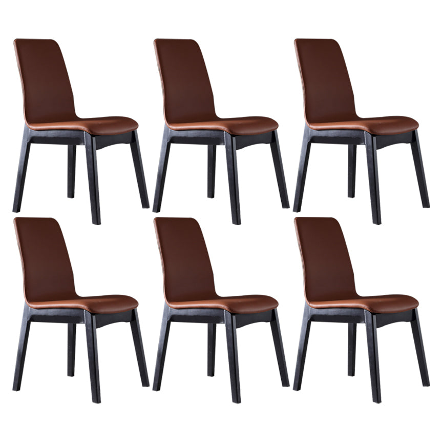 Contemporary Home Side Chair Solid Back Upholstered Wood Dining Room Chair Coffee 6 Piece Set Clearhalo ' kitchen&dining_furn' 'Dining Chairs' 'Dining Tables & Seating' 'dining_chair' 'furn' 'furn_dining_chair' 'Furniture' 'furniture_dining_chair' 'Kitchen & Dining Furniture' 'kitchen' 3575662