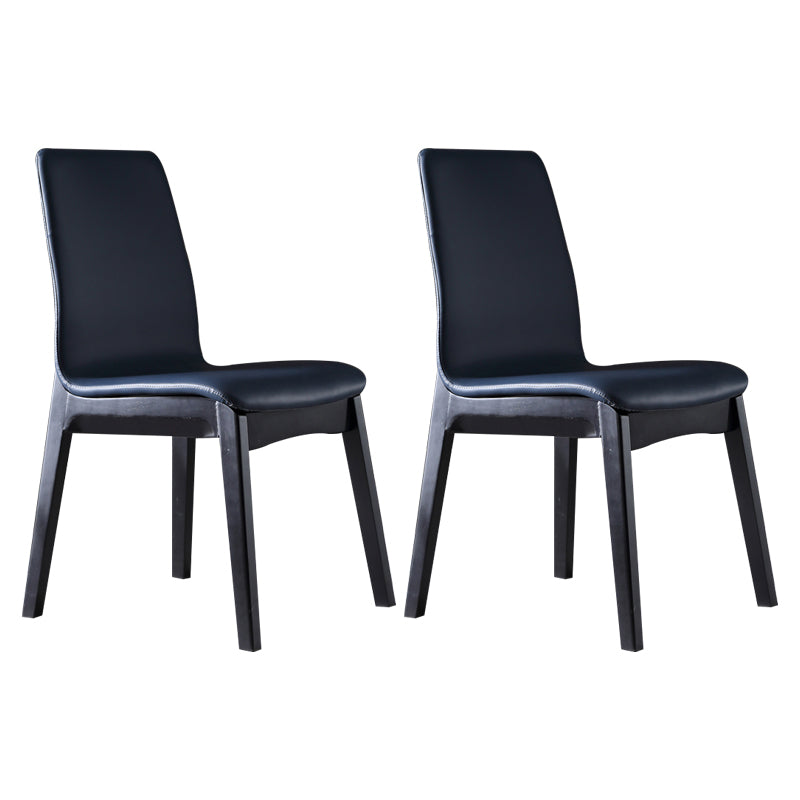 Contemporary Home Side Chair Solid Back Upholstered Wood Dining Room Chair Dark Blue 2 Piece Set Clearhalo ' kitchen&dining_furn' 'Dining Chairs' 'Dining Tables & Seating' 'dining_chair' 'furn' 'furn_dining_chair' 'Furniture' 'furniture_dining_chair' 'Kitchen & Dining Furniture' 'kitchen' 3575663