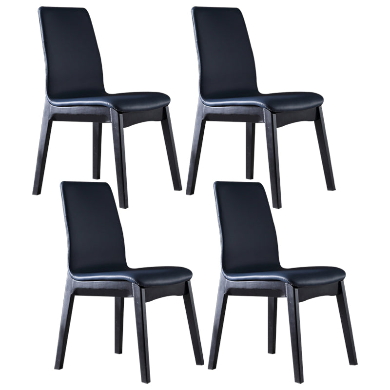 Contemporary Home Side Chair Solid Back Upholstered Wood Dining Room Chair Dark Blue 4 Piece Set Clearhalo ' kitchen&dining_furn' 'Dining Chairs' 'Dining Tables & Seating' 'dining_chair' 'furn' 'furn_dining_chair' 'Furniture' 'furniture_dining_chair' 'Kitchen & Dining Furniture' 'kitchen' 3575664